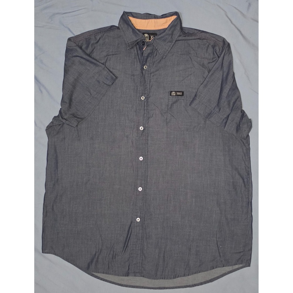 Taco Bell Shirt Mens XL Blue Short Sleeve Button Front Chambray Work Uniform